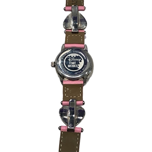 DISNEY MINNIE MOUSE WATCH WITH PINK LEATHER & SILVER METAL HEARTS BAND main image 5